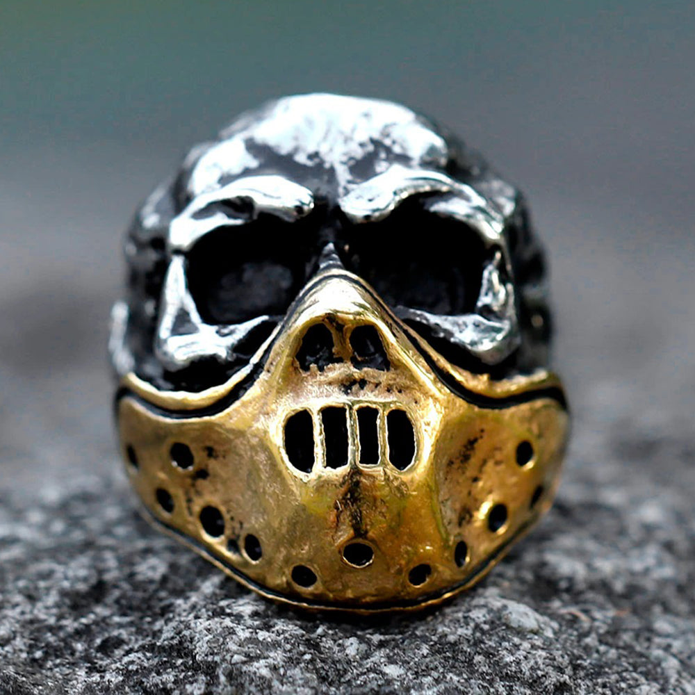 ZMY Home Scary Masked Skull Ring Stainless Steel Party Jewelry for Men Women
