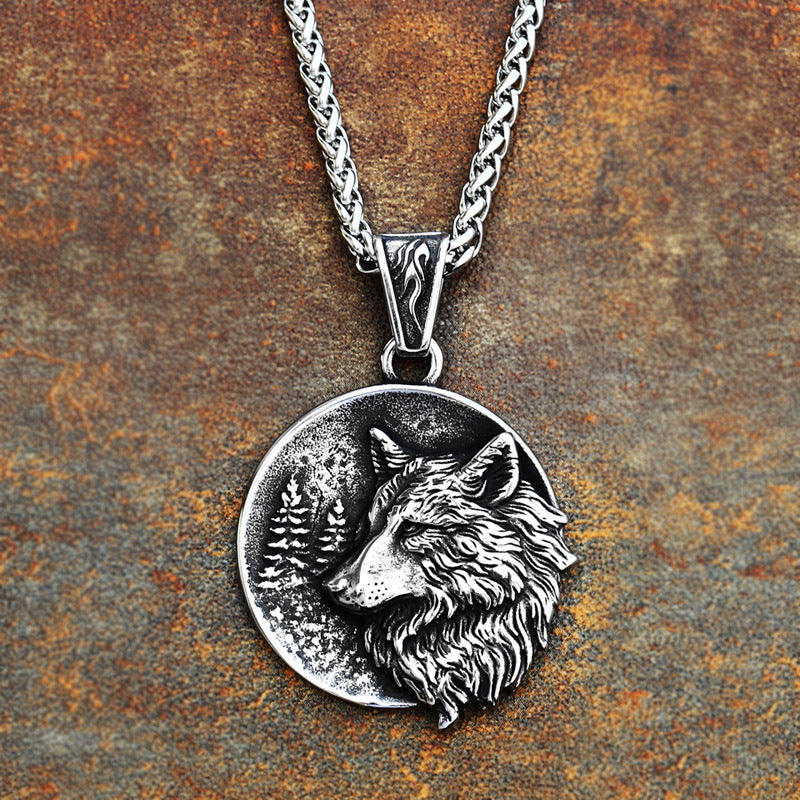 ZMY Home Pendant Necklace - Viking Wolf Dog Tag Design - Unique Stainless Steel Jewelry