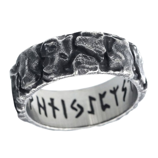 ZMY Home Elder Futhark Runes Ring - Stainless Steel Band with Runic Alphabet Design - Nordic Viking Jewelry