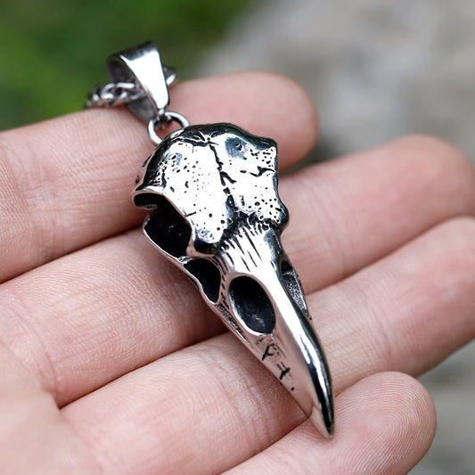 ZMY Home Raven Skull Design Pendant Necklace - Unique Stainless Steel Jewelry