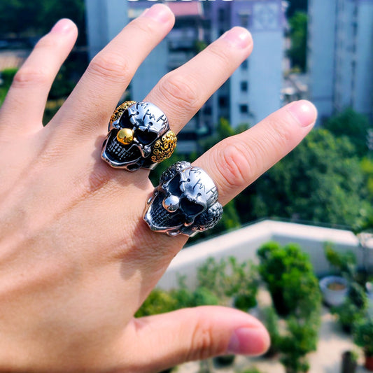 ZMY Home Stainless Steel Cool Clown Ring - Death Skull Joker Design for Party Jewelry