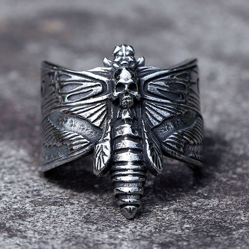 ZMY Home Butterfly Scary Skull Ring Stainless Steel Party Jewelry for Men Women