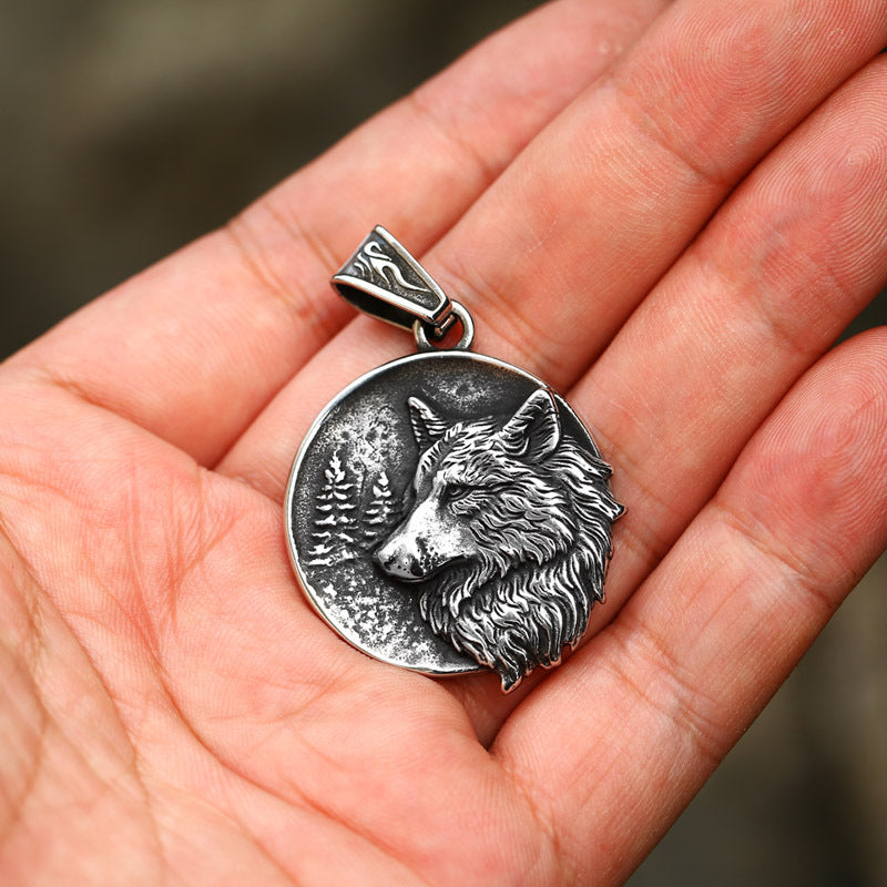 ZMY Home Pendant Necklace - Viking Wolf Dog Tag Design - Unique Stainless Steel Jewelry