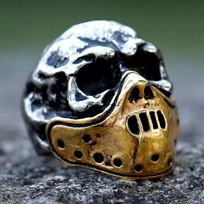 ZMY Home Scary Masked Skull Ring Stainless Steel Party Jewelry for Men Women