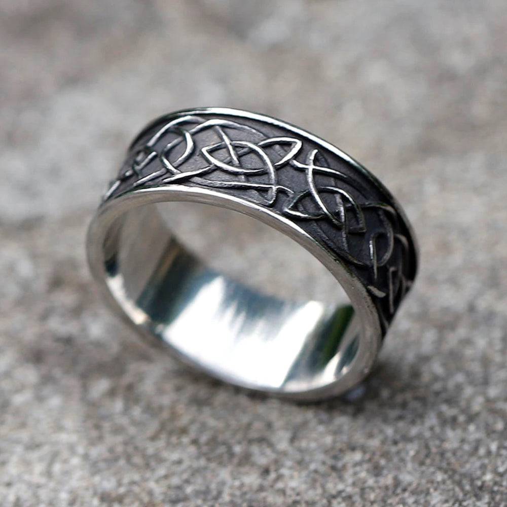 ZMY Home Viking Fenrir Wolf Knot Ring – Stainless Steel Norse Mythology Band with Celtic Knot Engravings, Men’s Statement Jewelry