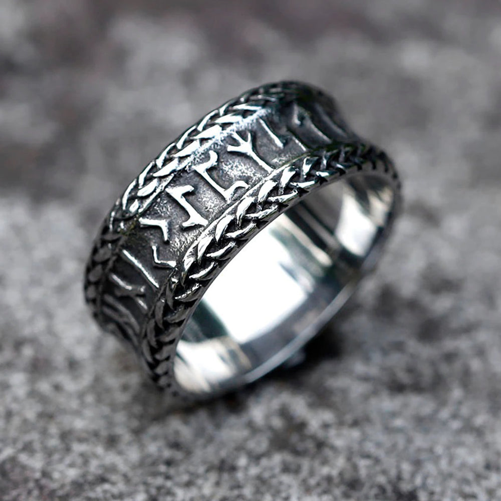ZMY Home Rings Nordic Symbol Rune Elder Futhark Alphabet Ring Stainless Steel Viking Jewelry Ring