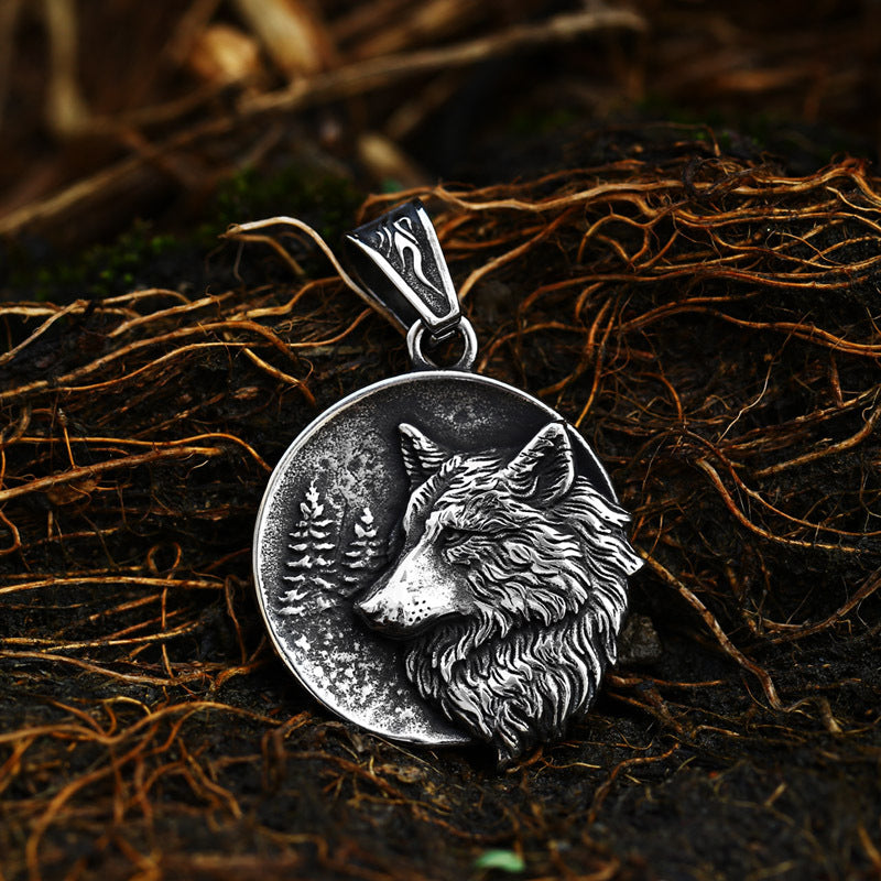 ZMY Home Pendant Necklace - Viking Wolf Dog Tag Design - Unique Stainless Steel Jewelry