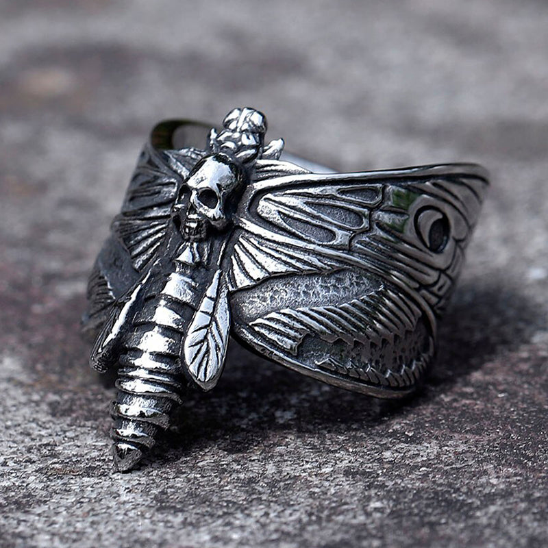 ZMY Home Butterfly Scary Skull Ring Stainless Steel Party Jewelry for Men Women