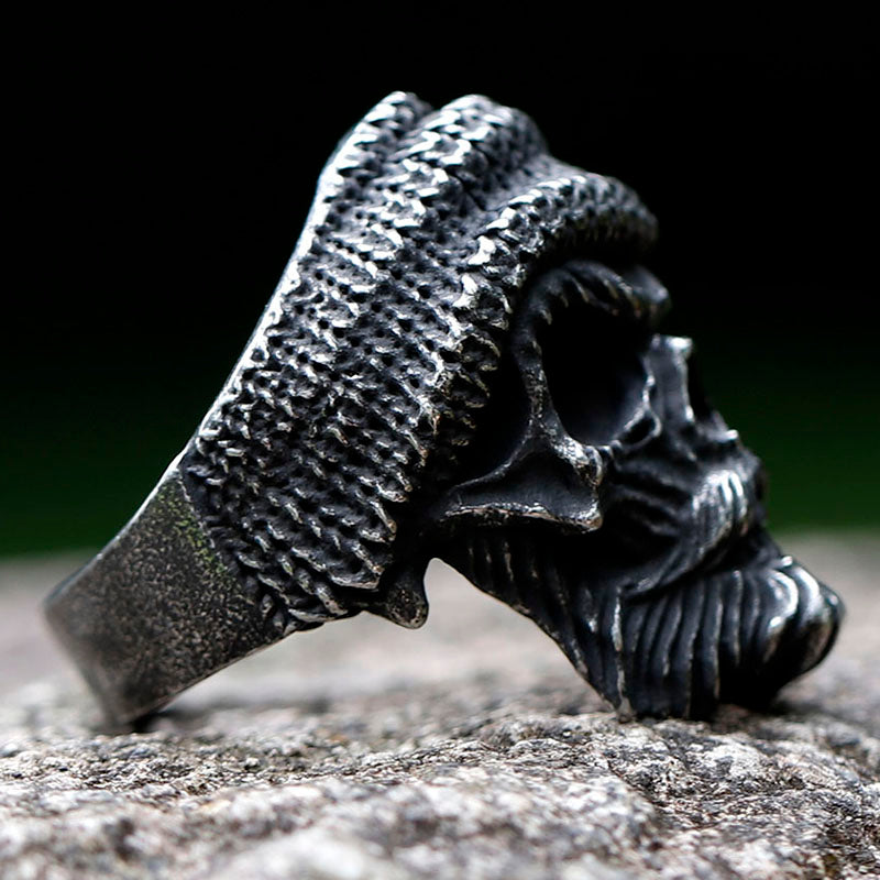 ZMY Home Stainless Steel Skull Ring with Bearded and Hooded Skull Design Party Jewelry