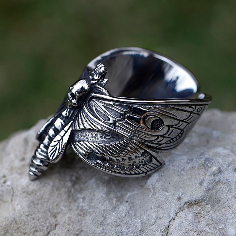 ZMY Home Butterfly Scary Skull Ring Stainless Steel Party Jewelry for Men Women