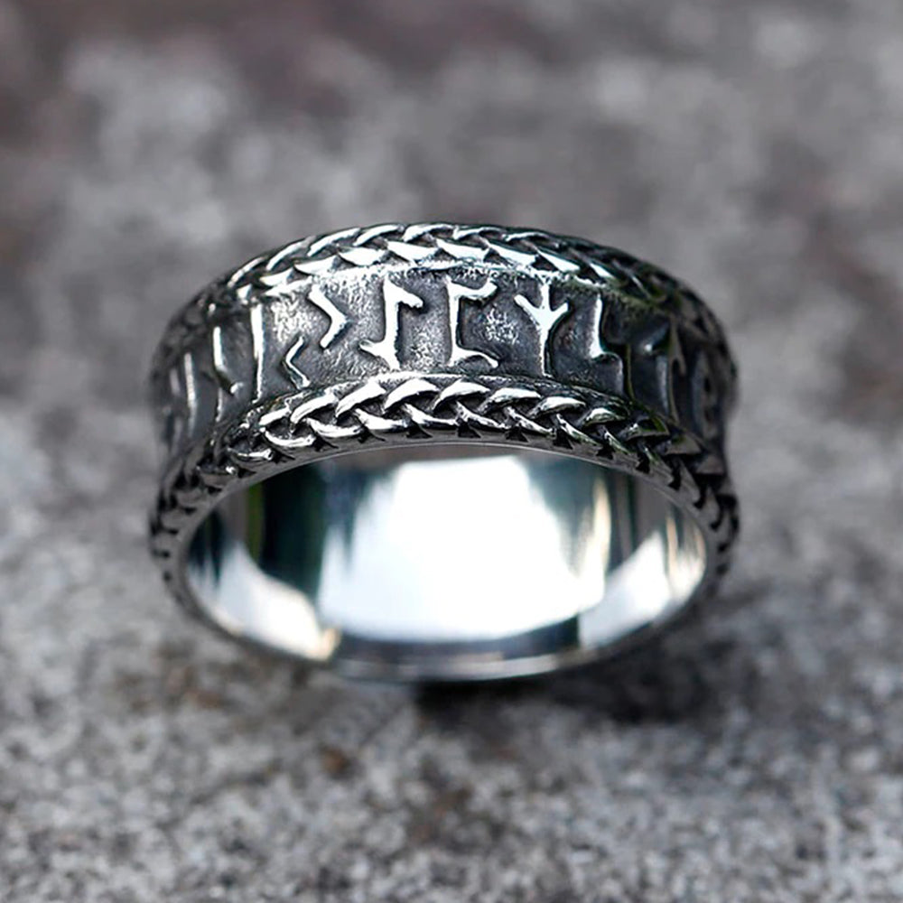 ZMY Home Rings Nordic Symbol Rune Elder Futhark Alphabet Ring Stainless Steel Viking Jewelry Ring