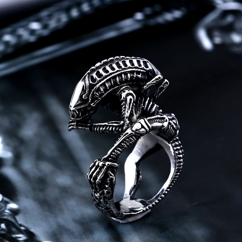 ZMY Home Xenomorph Ring - Movie Inspired Stainless Steel Gothic Jewelry