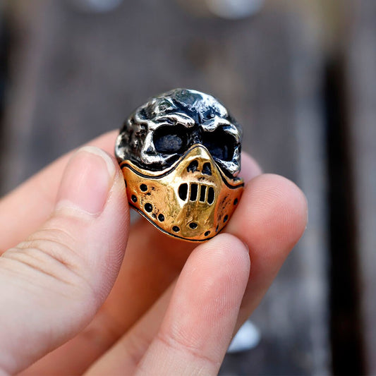 ZMY Home Scary Masked Skull Ring Stainless Steel Party Jewelry for Men Women