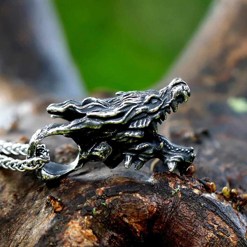 ZMY Home Pendant Necklace - Head of Dragon Design - Unique Stainless Steel Jewelry