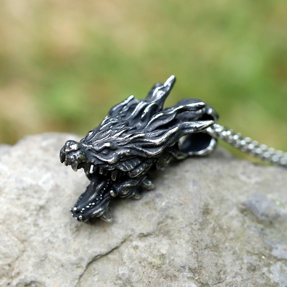 ZMY Home Pendant Necklace - Head of Dragon Design - Unique Stainless Steel Jewelry