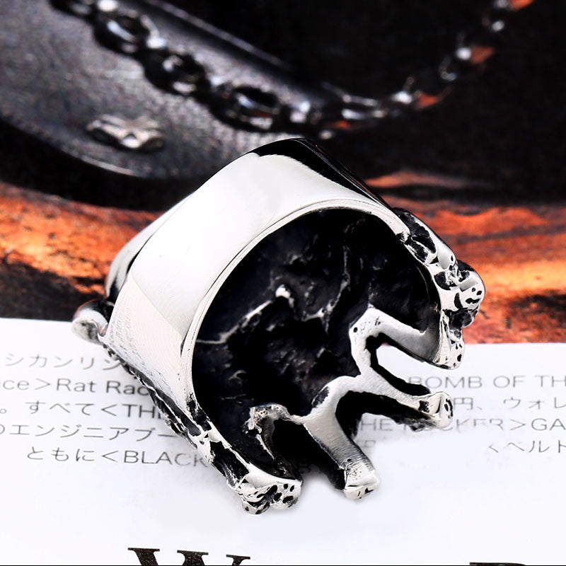 ZMY Home Pirate Captain Skull Ring - Gothic Stainless Steel Statement Movie Jewelry Ring for Men