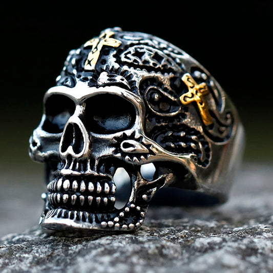 ZMY Home Stainless Steel Party Jewelry Gothic Cross Skull Ring