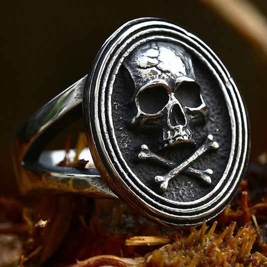 Stainless Steel Jewelry Party Punk Ring - Skull and Crossbone Stamp by ZMY Home