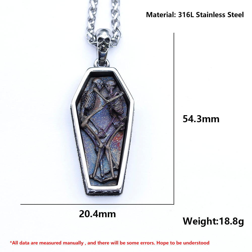 ZMY Home Stainless Steel Party Jewelry Lover Skull Coffin Pendant Necklace