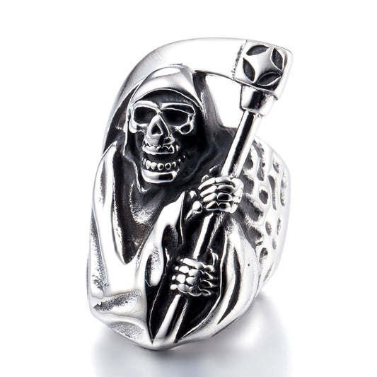 ZMY Home Stainless Steel Party Jewelry Skull of Grim Reaper Ring