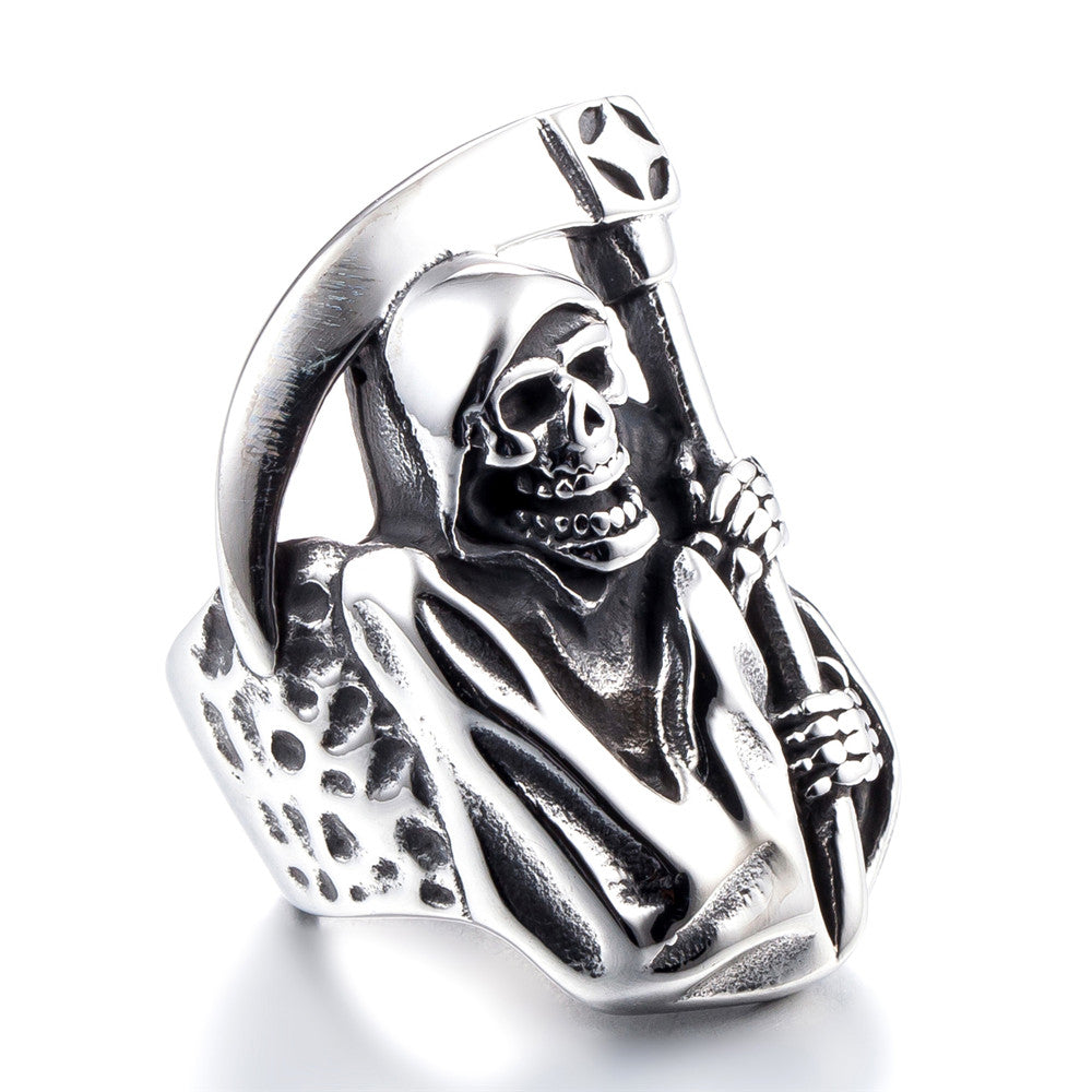 ZMY Home Stainless Steel Party Jewelry Skull of Grim Reaper Ring