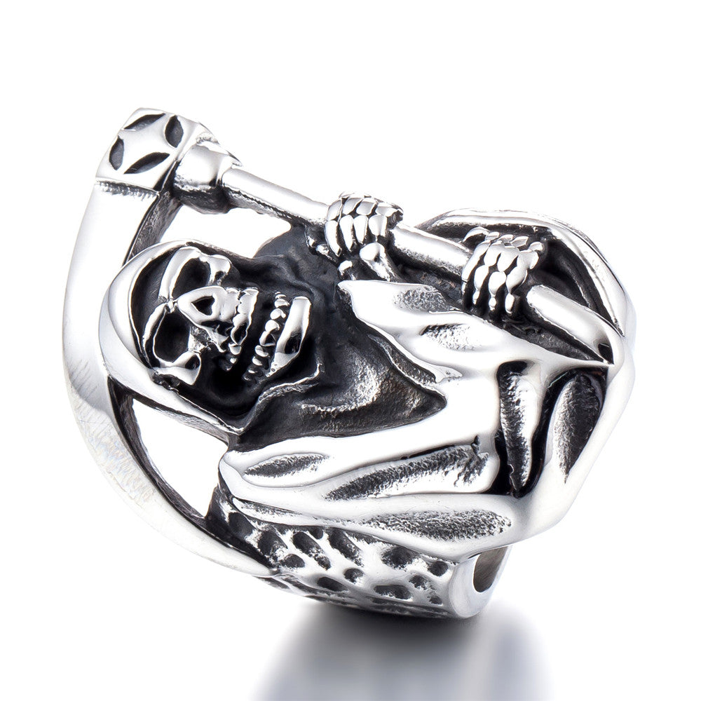 ZMY Home Stainless Steel Party Jewelry Skull of Grim Reaper Ring
