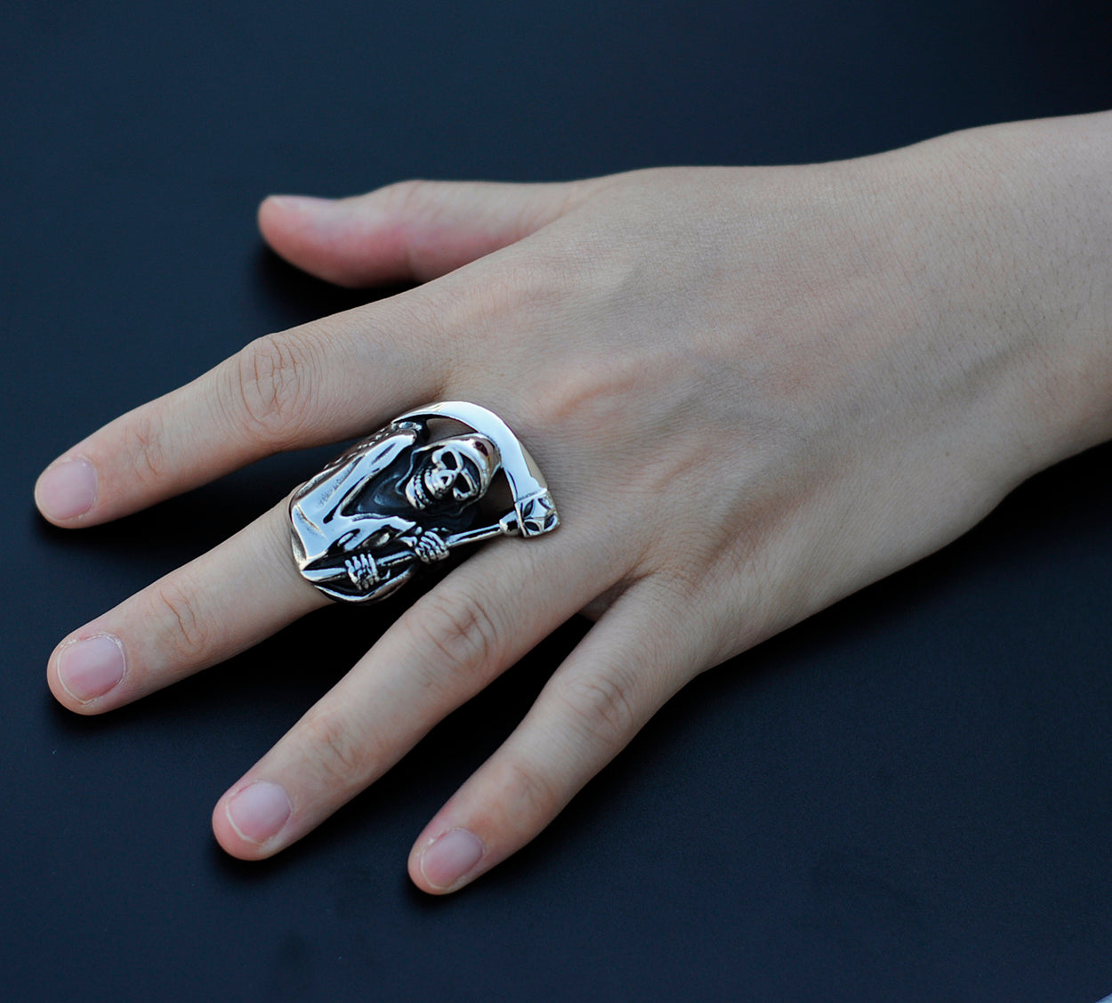 ZMY Home Stainless Steel Party Jewelry Skull of Grim Reaper Ring