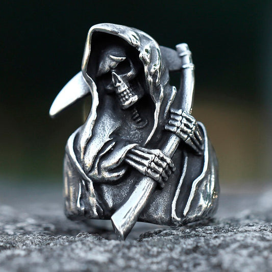 ZMY Home Stainless Steel Party Jewelry Gothic Grim Reaper Skull Ring