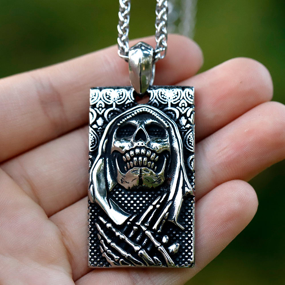 ZMY Home Stainless Steel Party Jewelry Grim Reaper Skull Pendant Necklace