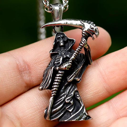 ZMY Home Stainless Steel Party Jewelry Skull of Grim Reaper Pendant Necklace