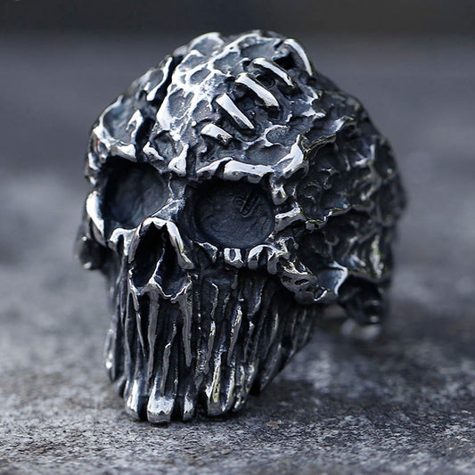 ZMY Home Stainless Steel Party Jewelry Gothic Stitch Skull Ring