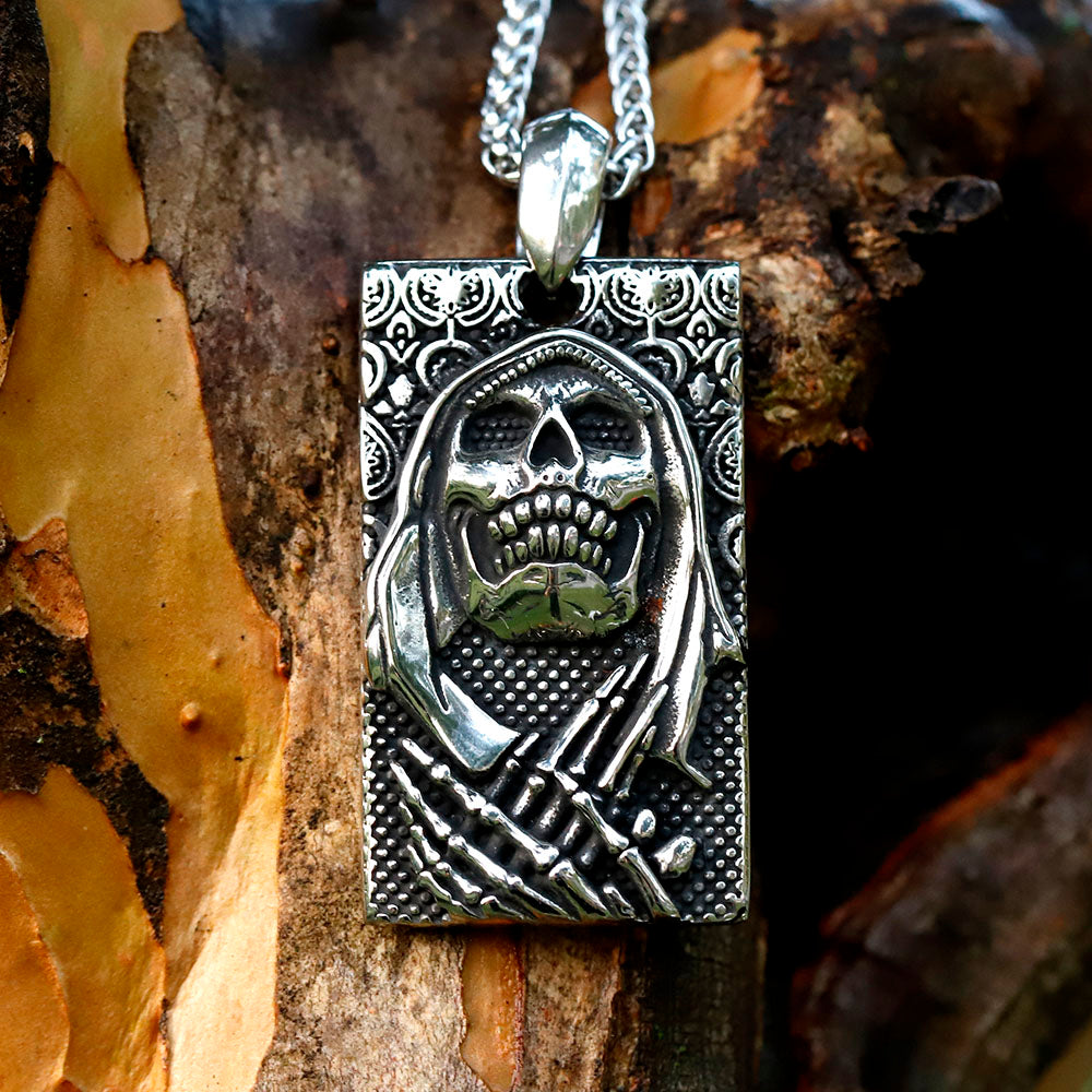 ZMY Home Stainless Steel Party Jewelry Grim Reaper Skull Pendant Necklace