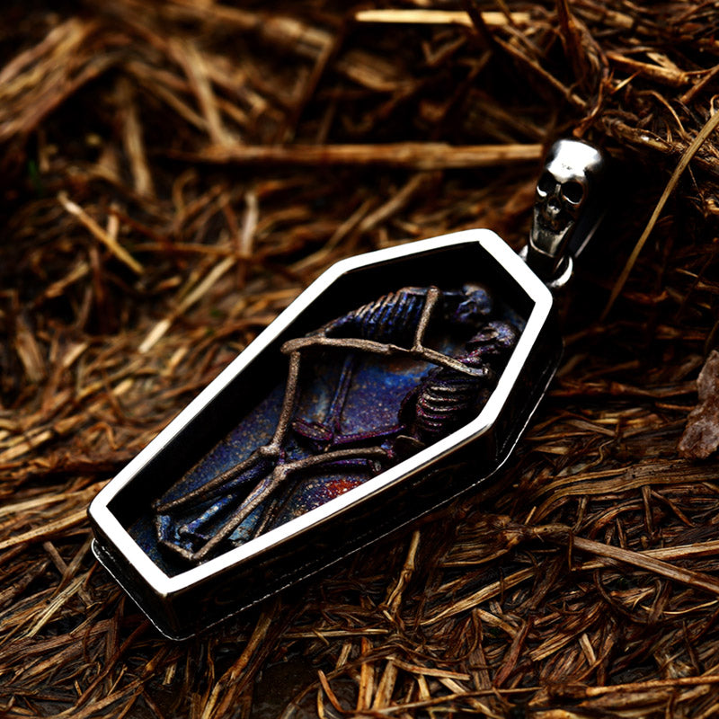 ZMY Home Stainless Steel Party Jewelry Lover Skull Coffin Pendant Necklace