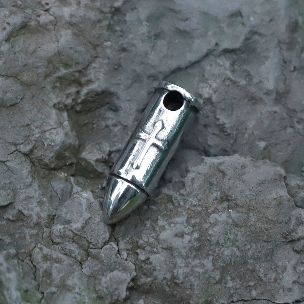 ZMY Home Stainless Steel Bullet Pendant Necklace - Featuring a Striking Skull Carving Design