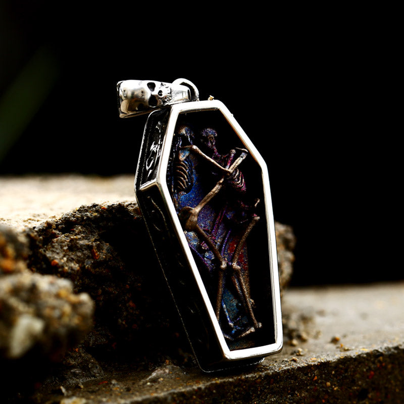 ZMY Home Stainless Steel Party Jewelry Lover Skull Coffin Pendant Necklace