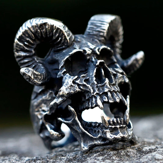 ZMY Home Stainless Steel Party Jewelry Ultimate Horned Demon Skull Ring