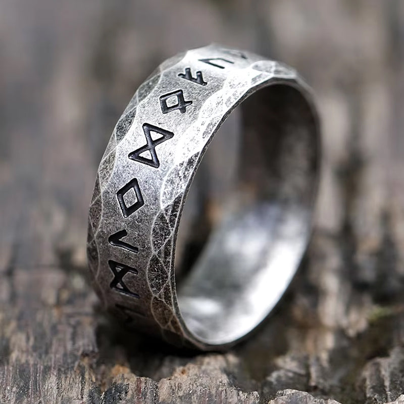 ZMY Home Elder Futhark Runes Ring - Viking Norse Rune Stainless Steel Jewelry for Men, Spiritual Symbolic Gift