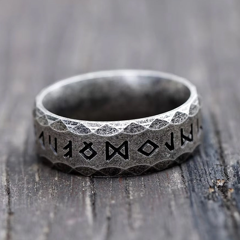 ZMY Home Elder Futhark Runes Ring - Viking Norse Rune Stainless Steel Jewelry for Men, Spiritual Symbolic Gift