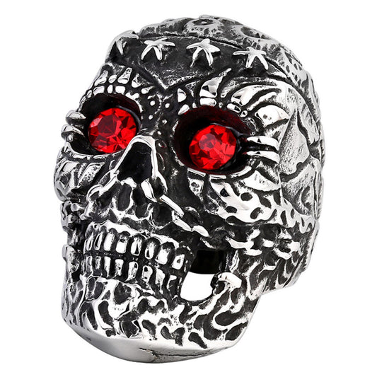 Pirate Captain Skull Ring - Eye Patch Crossbones Band Ring