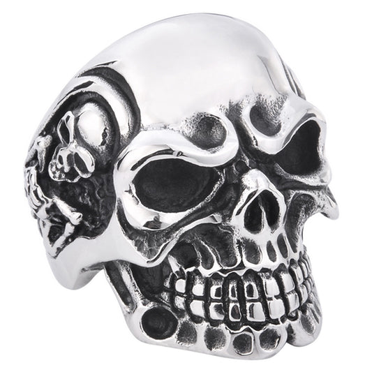 ZMY Home Half Face Skull Ring - Stainless Steel Gothic Biker Jewelry
