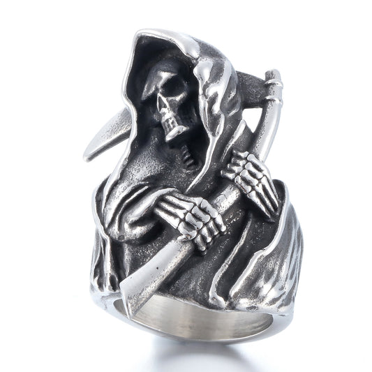 ZMY Home Stainless Steel Party Jewelry Gothic Grim Reaper Skull Ring