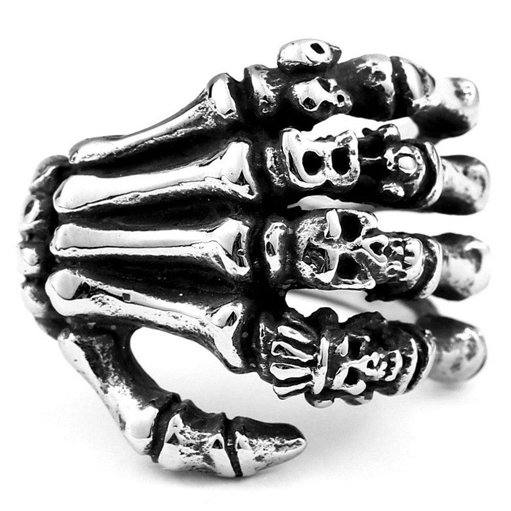 Gothic Oni Mask Skull Ring - Japanese Demon Skull Ring