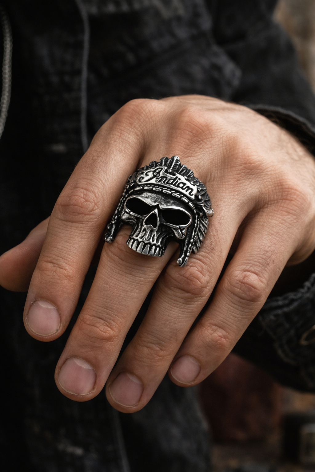 Red Eye Demon Skull Ring - Gothic Red Crystal Eyes Stainless Steel
