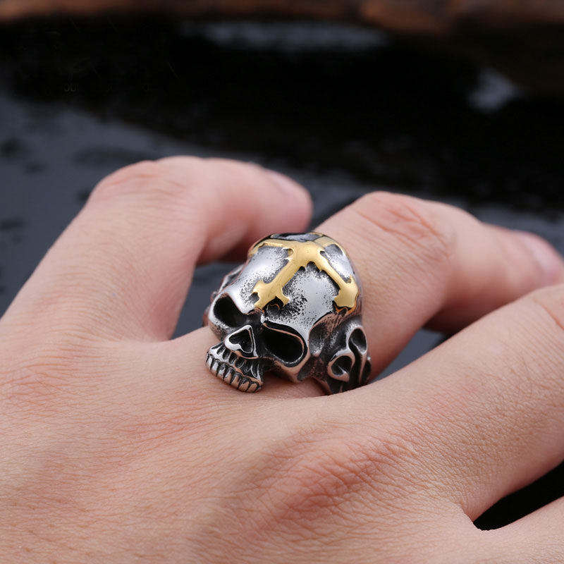 Gothic Crowned Skull Ring - Royal Skeleton Stainless Steel Band