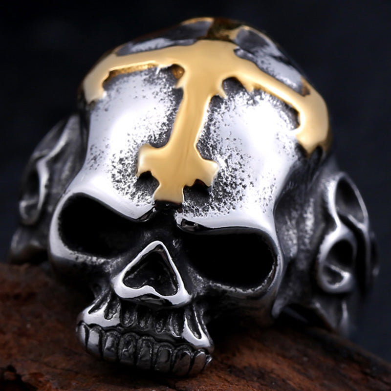 Gothic Crowned Skull Ring - Royal Skeleton Stainless Steel Band