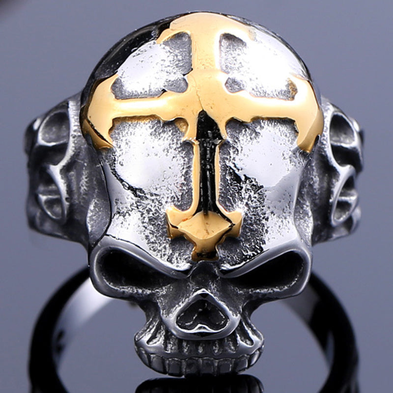 Gothic Crowned Skull Ring - Royal Skeleton Stainless Steel Band