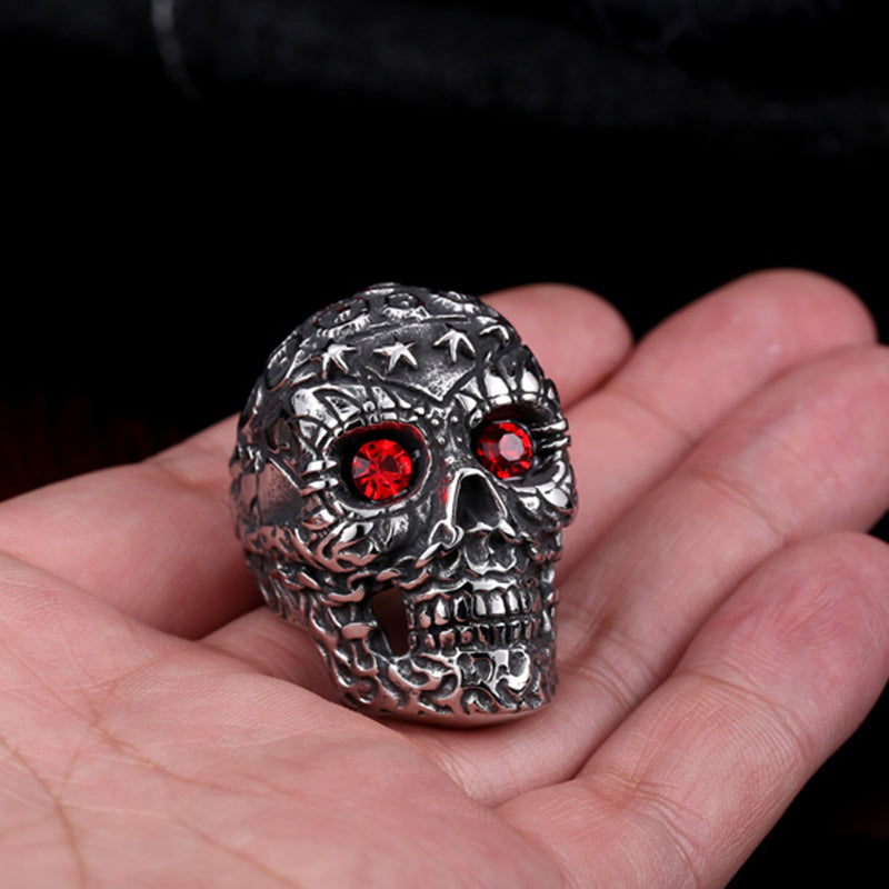 Pirate Captain Skull Ring - Eye Patch Crossbones Band Ring