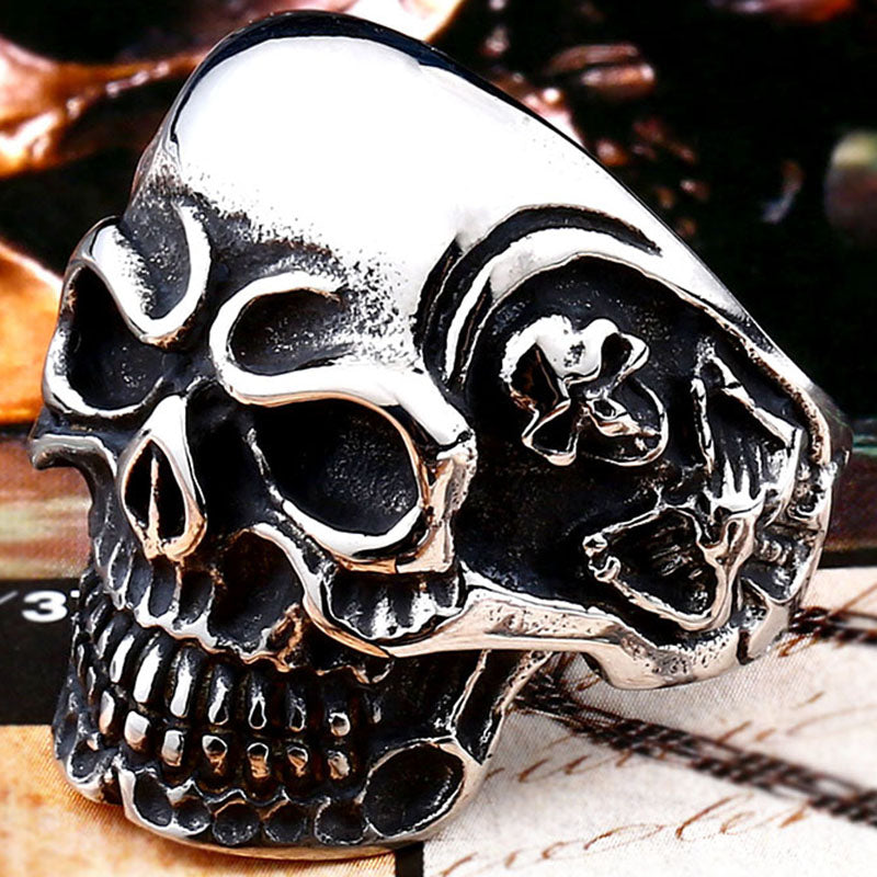 ZMY Home Half Face Skull Ring - Stainless Steel Gothic Biker Jewelry