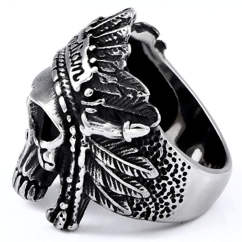 Red Eye Demon Skull Ring - Gothic Red Crystal Eyes Stainless Steel