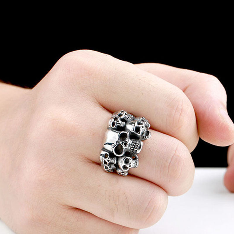 ZMY Home Multi Skull Ring - Gothic Cluster Stainless Steel Biker Jewelry